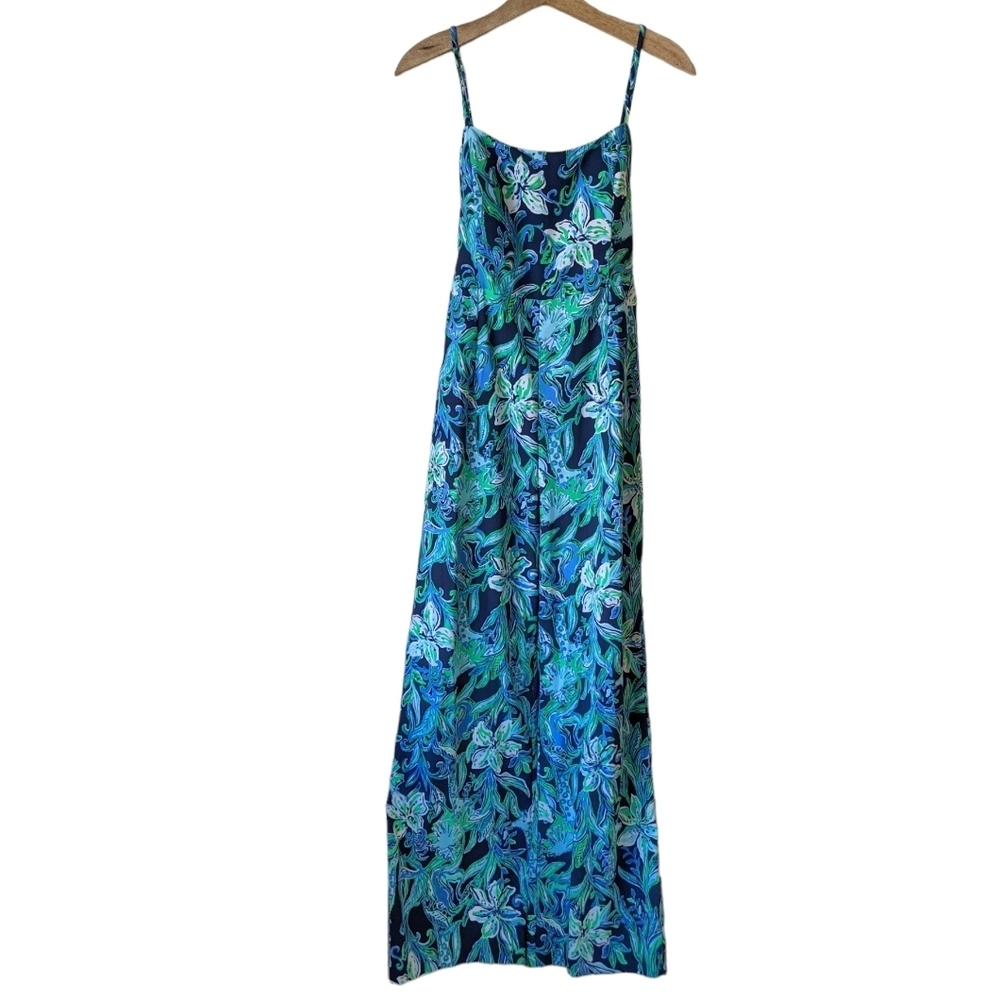 𝅺Lilly Pulitzer Nila Jumpsuit High Tide Take it or Leaf it Floral Print Giraffe - Picture 6 of 14